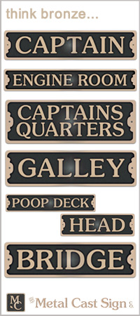 Bronze and aluminum door signs for your boat or nautical themed room